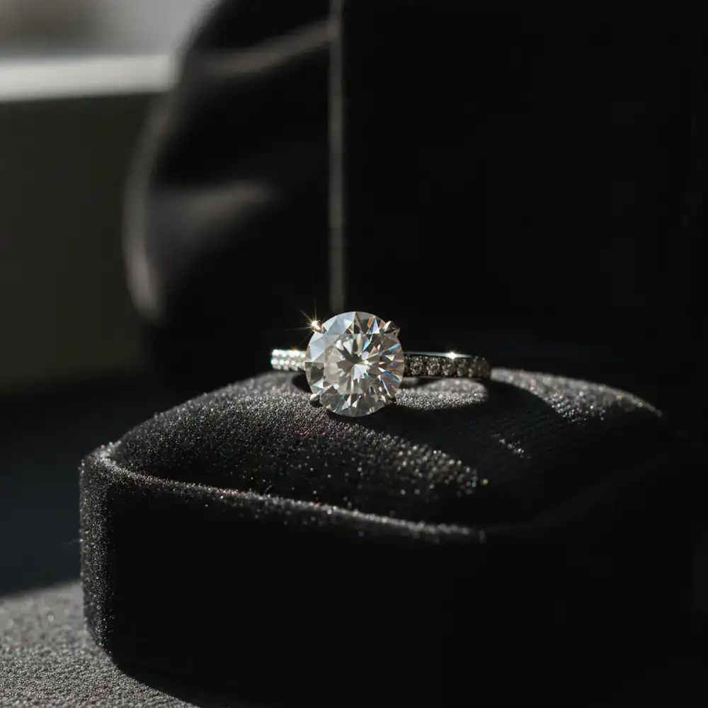 Anillo de diamantes clásico